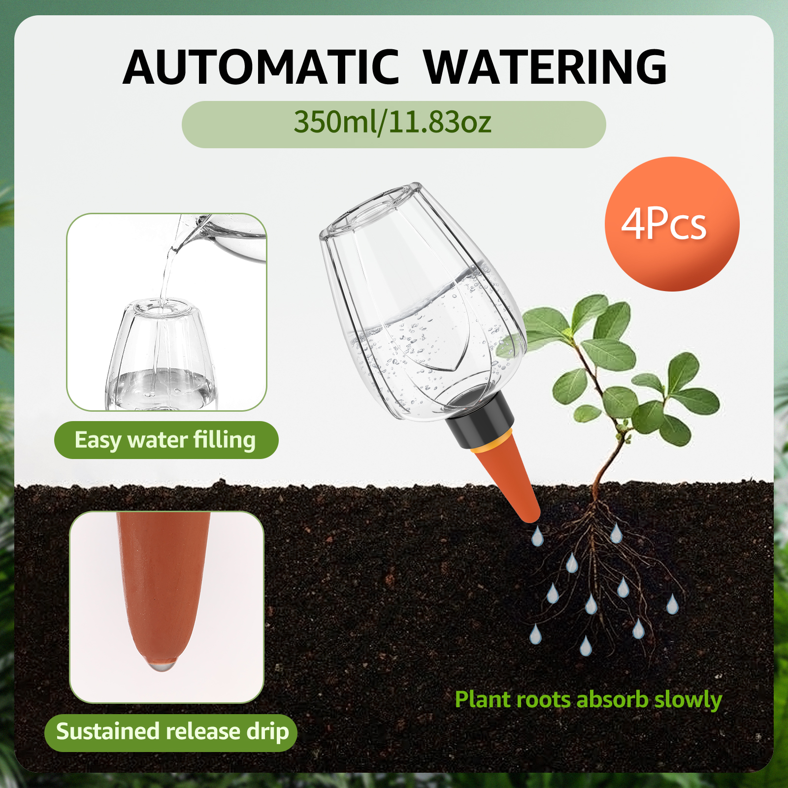 4Pcs Plant Watering Globe Clea - Self Watering Insert 评论和价格