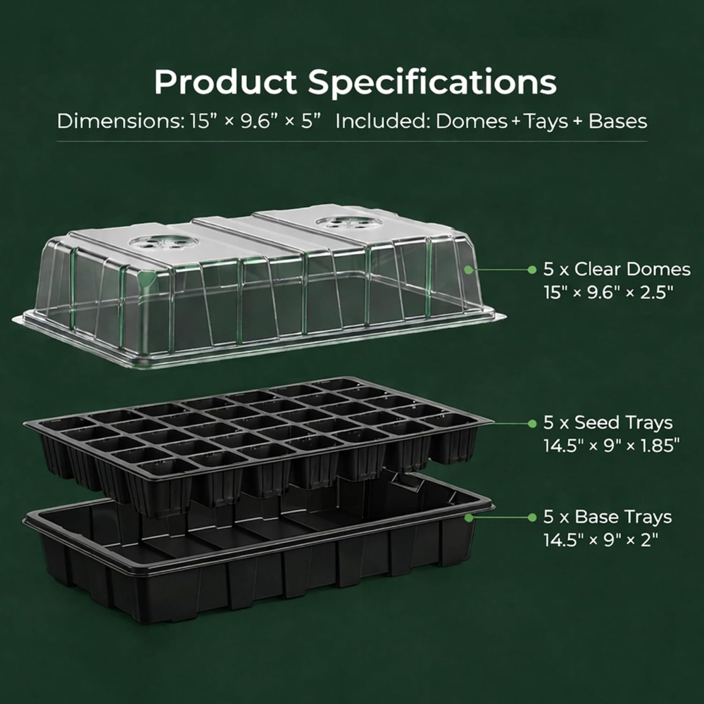 5-Set Seed Starter Tray Kits,  - Humidity Dome Kit 评论和价格