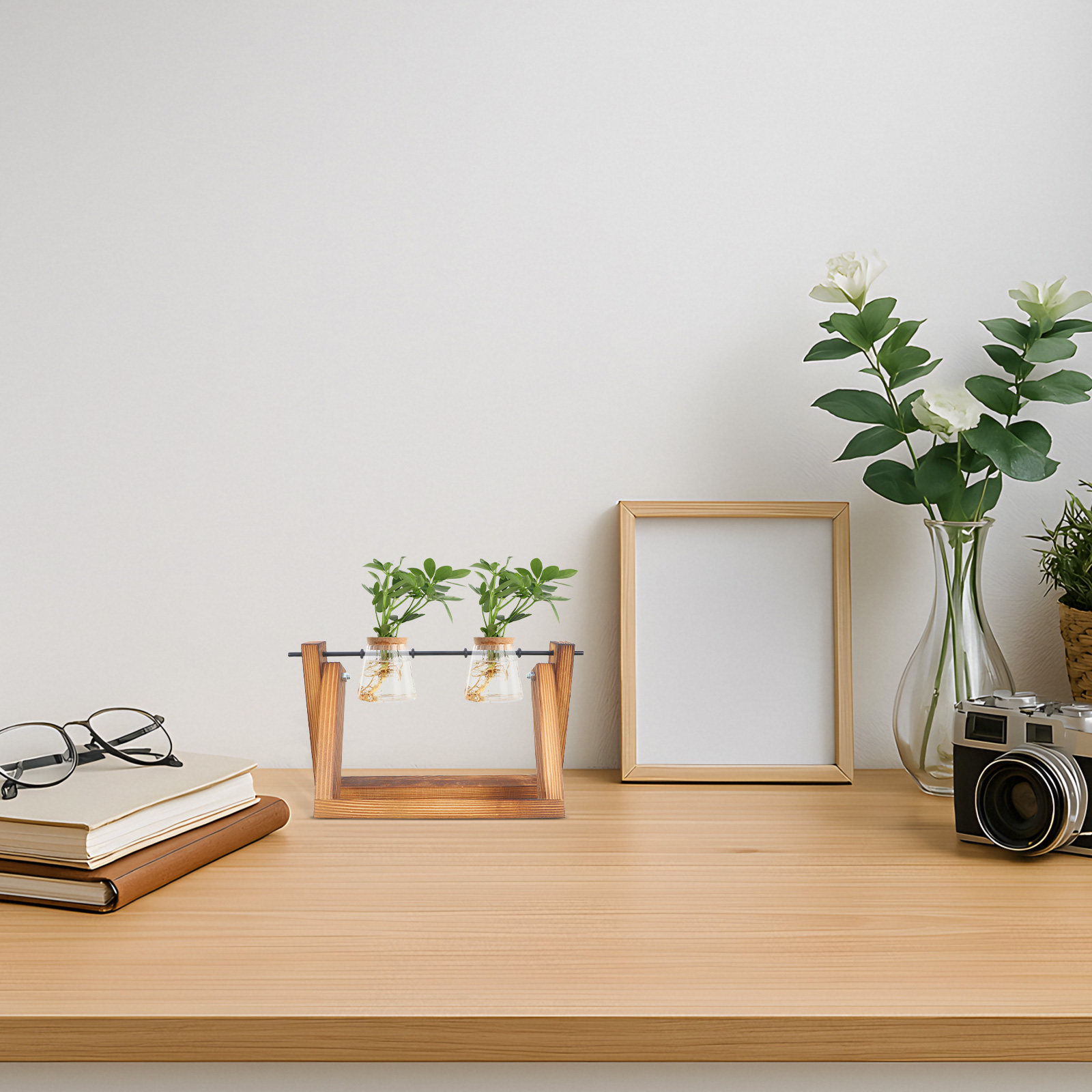 Hydroponic Vase Stand Wooden P - Propagation Station Vase 评论和价格