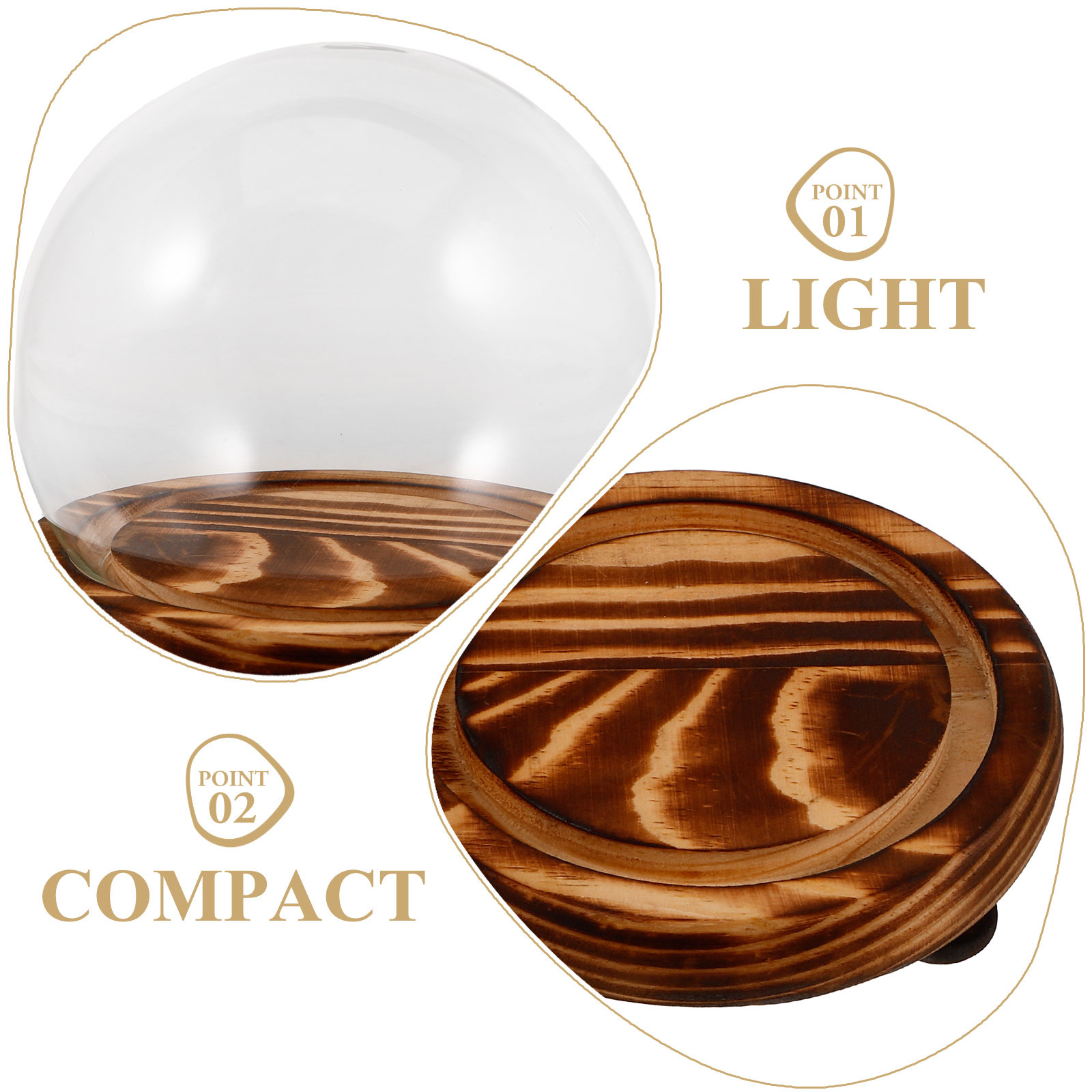 Glass Dome Display Case with W - Plastic Dome Clear 评论和价格